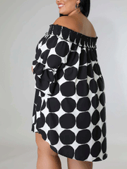 Off Shoulder Dot  Midi Dress