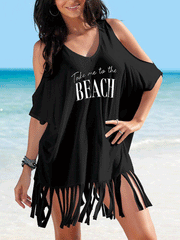 Letter Tassels Batwing Sleeves Tops