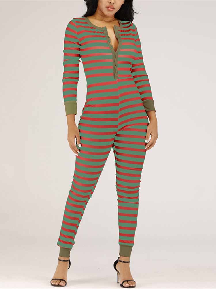 Christmas Striped Jumpsuit