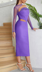 GAUZE IRREGULAR FISH BONE FANNY BELT HIP DRESS IN PURPLE