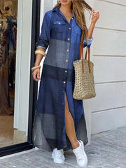 Plaid Button Long Shirt Coat