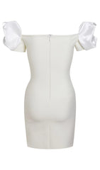 BANDAGE SOFT PLEATED MINI DRESS IN WHITE