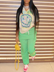 Loose Letter Smiley Face T-Shirt