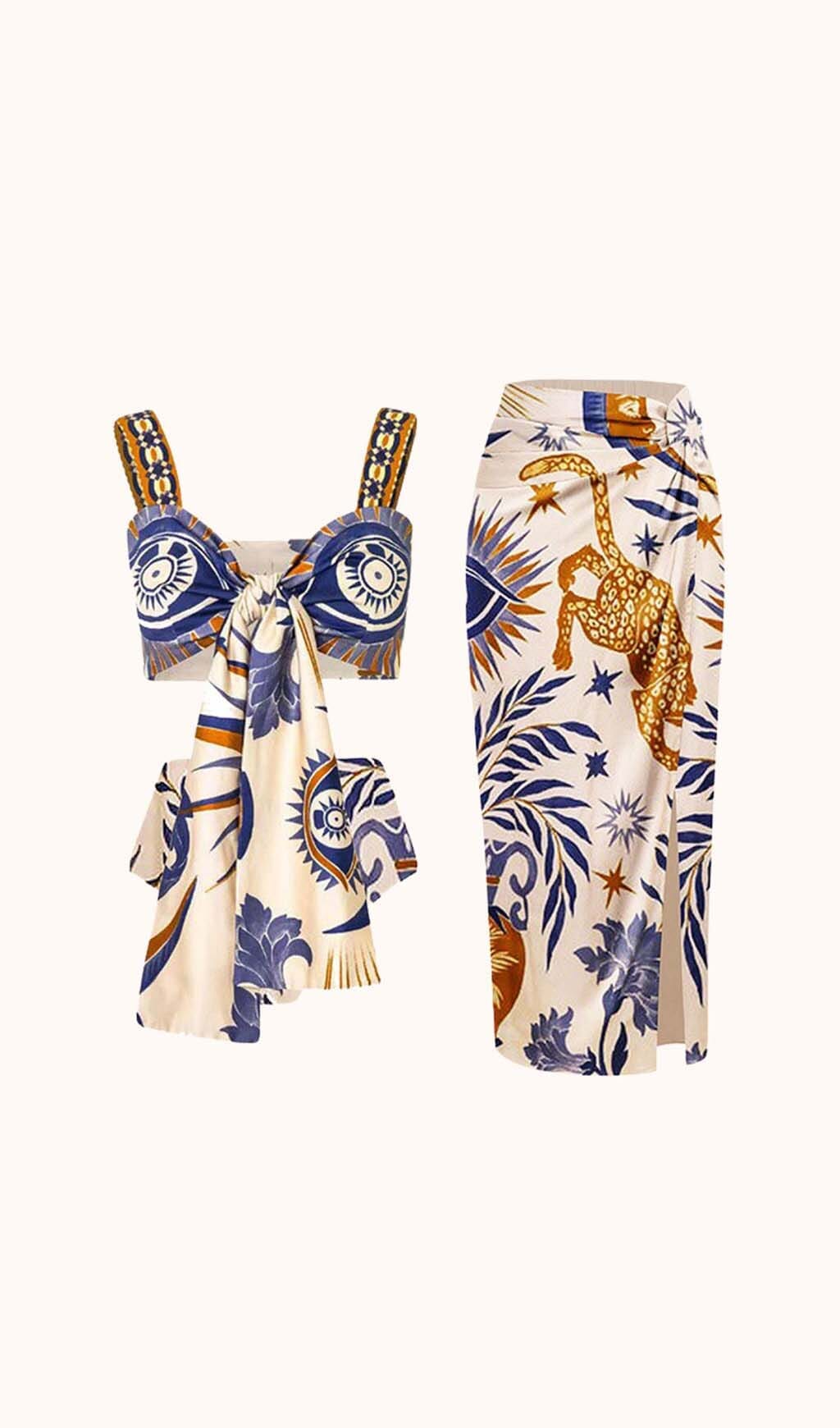 Augusta Printed Bikini Three Piece Set