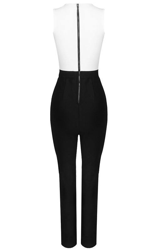 BANDAGE JUMPSUIT IN BLACK WHITE