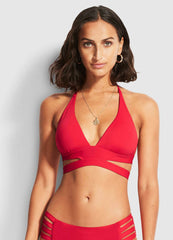 Red Classic Front Wrap Cutout Bikini