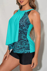 Paisley Print Patchwork Chic Irregular Layered Tankini