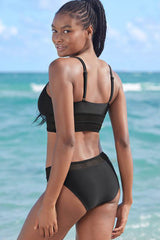 Solid Color Casual Mesh Patchwork Bikini