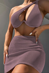 Solid Color Girly Cutout Three Pieces