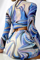 Ripple Print Stylish Lace-Up Three Pieces