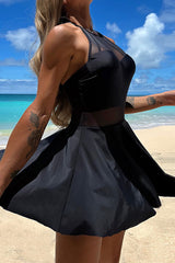 Mesh Patchwork Lowkey Skirted One Piece Swimwear