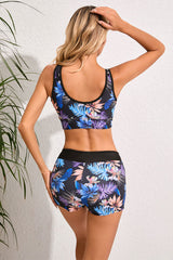 Patchwork Floral Print Casual V Neck Bikini