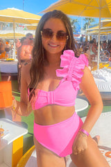 Ruffles One Shoulder Girly High Waist Bikini