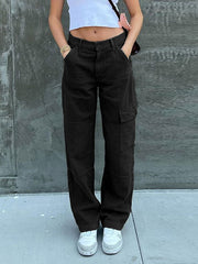 Pocket Patched Straight Cargo Jeans