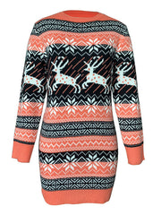 Christmas Elk Long Sleeve Sweater Dress