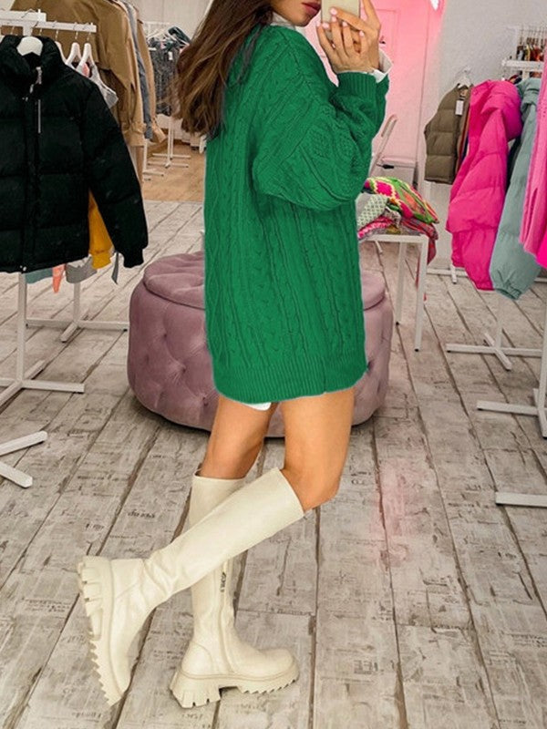 Cable Knit Long Sleeve Mini Dress