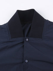 Button Down Nylon Varsity Jacket