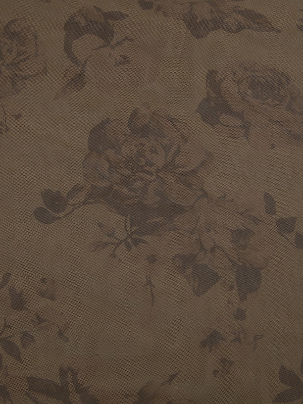 Vintage Mesh Floral Brown Maxi Skirt