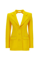 CRYSTAL OPEN BACK JACKET DRESS IN YELLOW