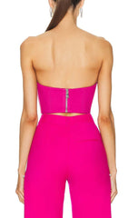 CRYSTAL STITCHED CUTOUT TWO PIECE SET IN PINK