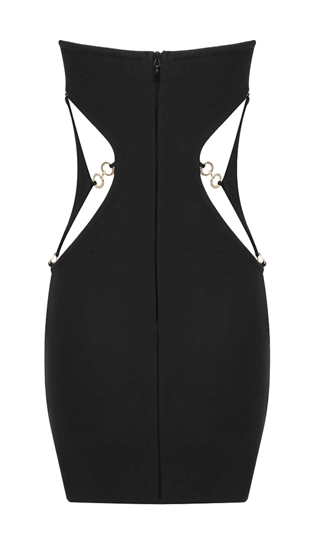 CUTOUT SWEATHEART NECKLINE MINI DRESS IN BLACK