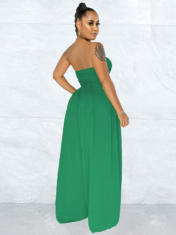 Casual Loose Strapless Chiffon Jumpsuit