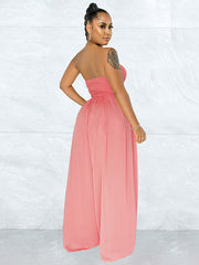 Casual Loose Strapless Chiffon Jumpsuit