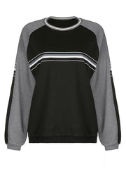 Patchwork Striped Crew Sweatshirt