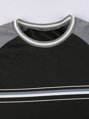 Patchwork Striped Crew Sweatshirt