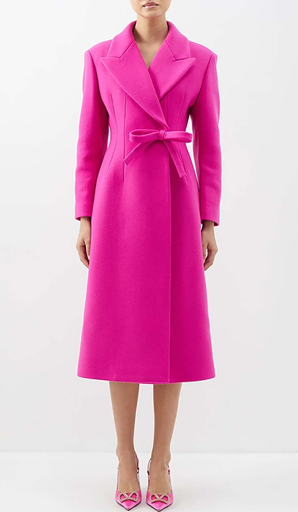 DOUBLE WOOL BLEND LONG COAT IN PINK