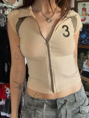 Vintage Zip Up Crop Top