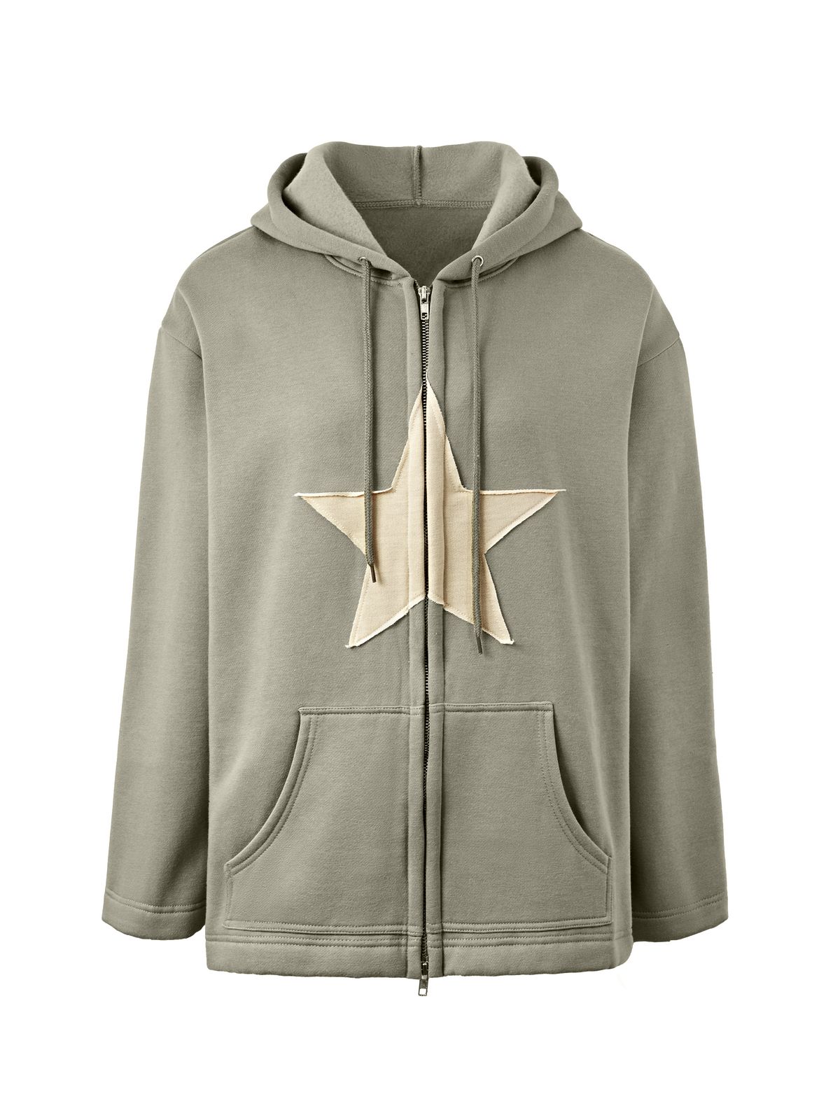 Vintage Star Patch Baggy Zip Up Hoodie