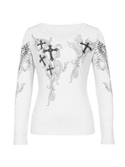 Vintage Grunge Cross Ribbed Long Sleeve Tee