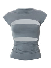 Gray Cutout Short Sleeve Tee