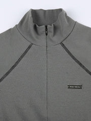 Half Zip Gray Crop Top