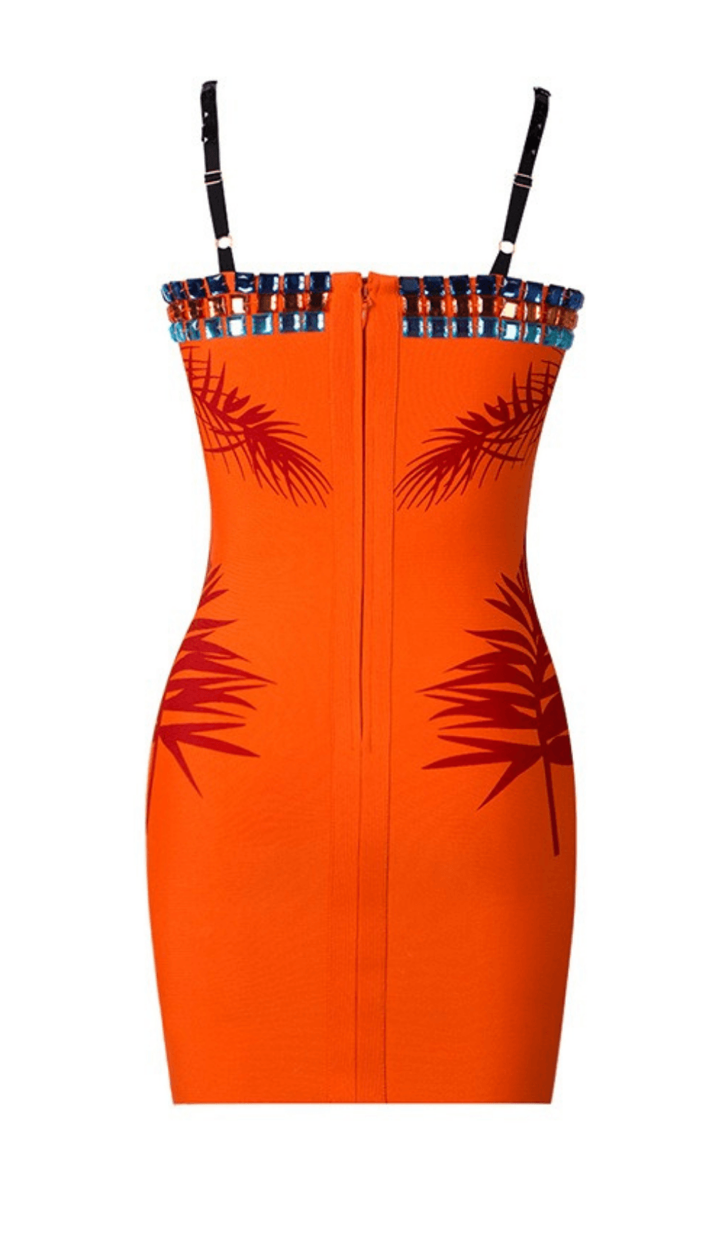 EMBELLISHMENT BANDAGE DRESS IN ORANGE