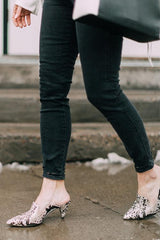 Pointed Toed Snake Heels Mules
