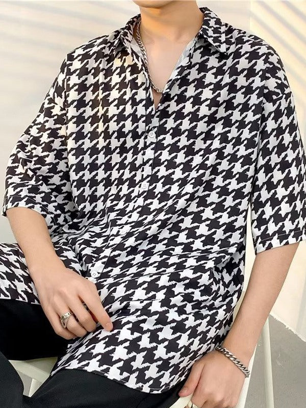 Men's Houndstooth Button Down Shirt