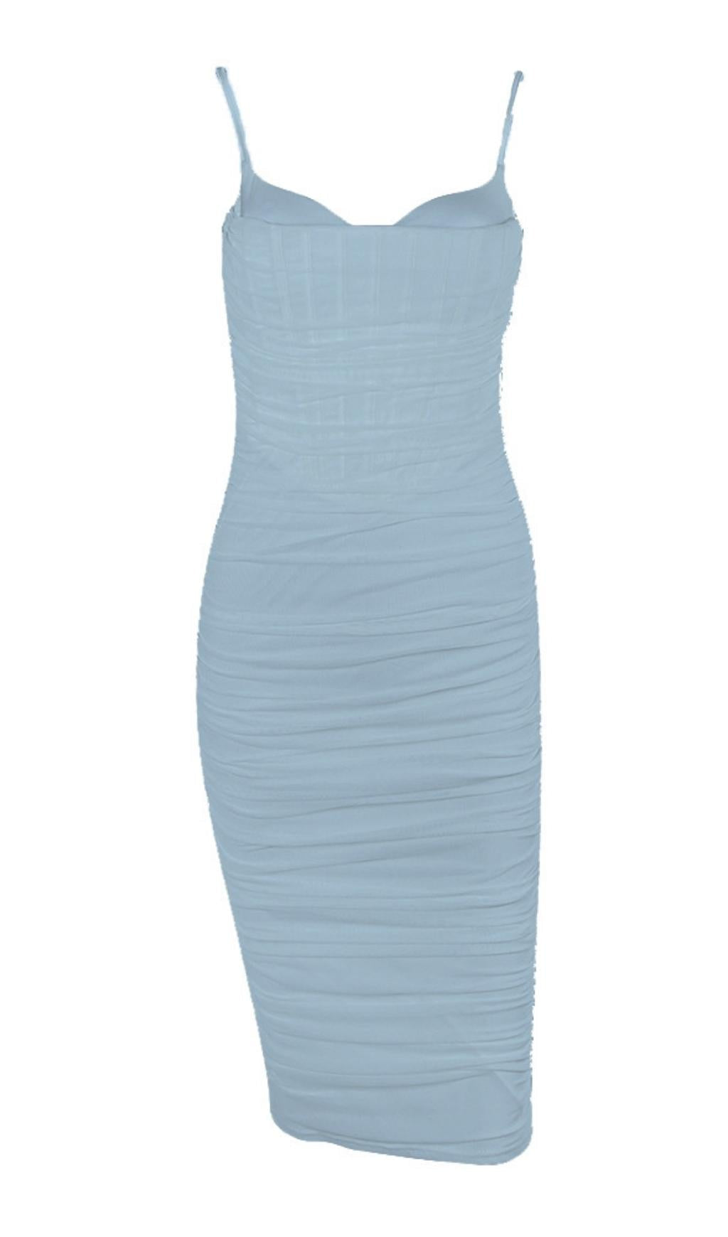 FISHBONE MIDI DRESS IN WHITE