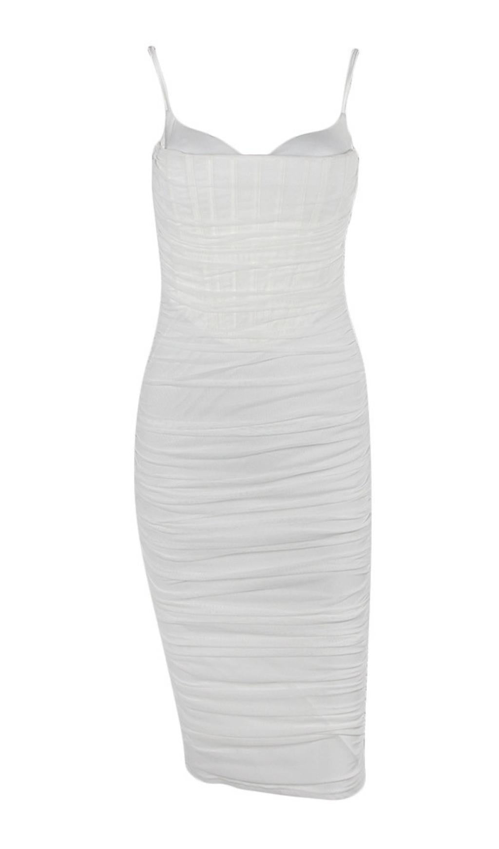 FISHBONE MIDI DRESS IN WHITE