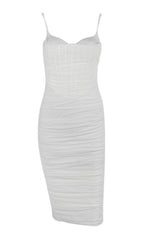 FISHBONE MIDI DRESS IN WHITE