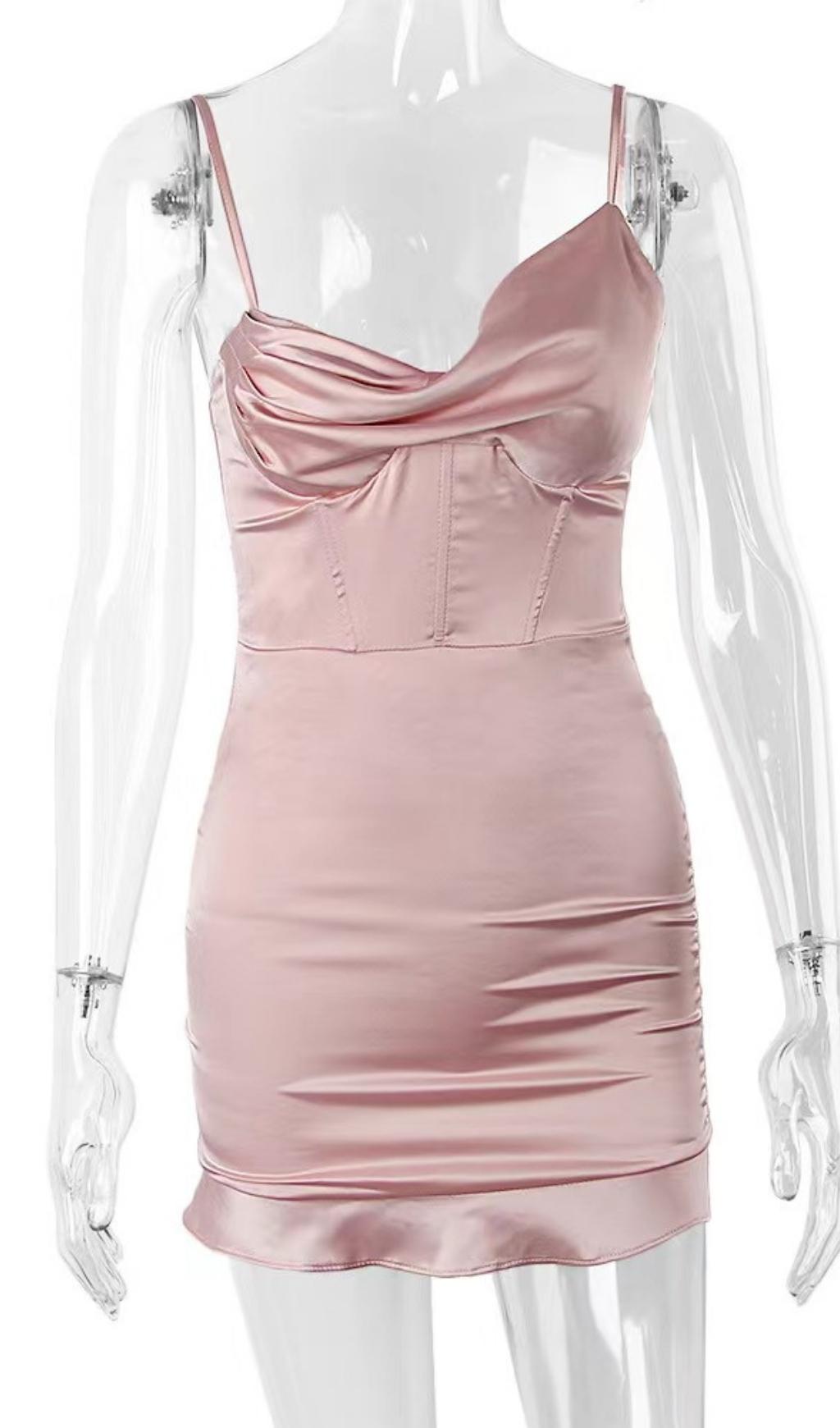 FISHBONE MINI DRESS IN PINK