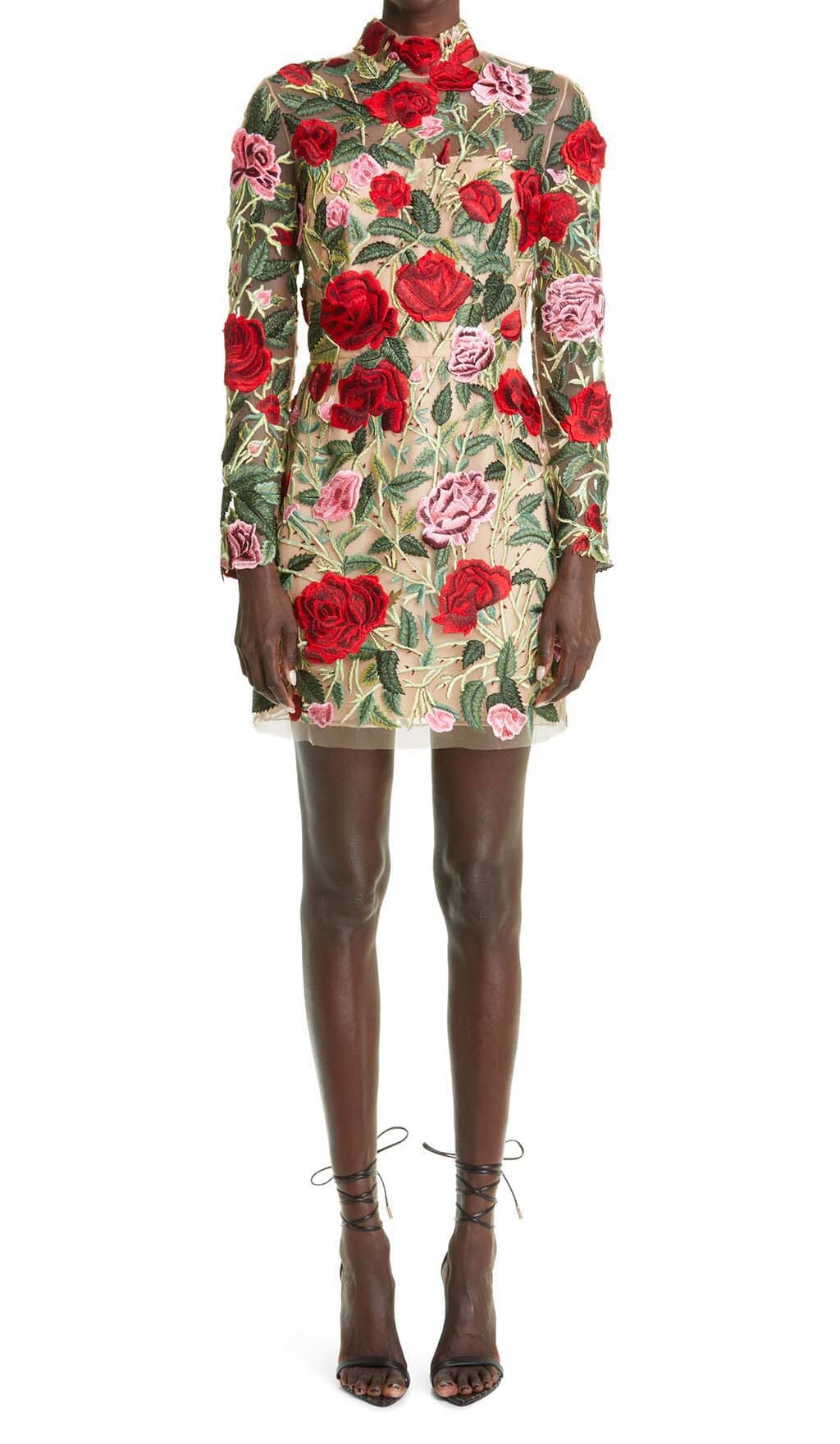 FLORAL EMBROIDERY HIGH MINI DRESS – Aesvs