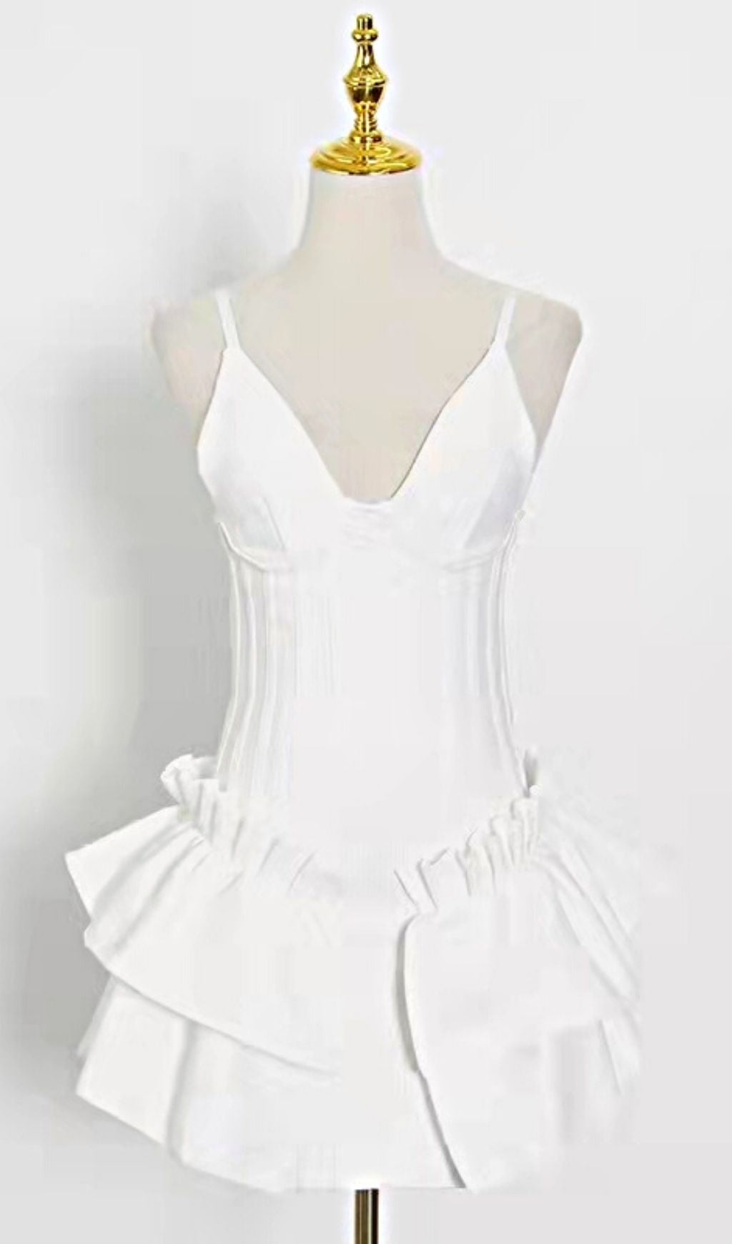 FRILLY BANDAGE MINI DRESS IN WHITE – Aesvs