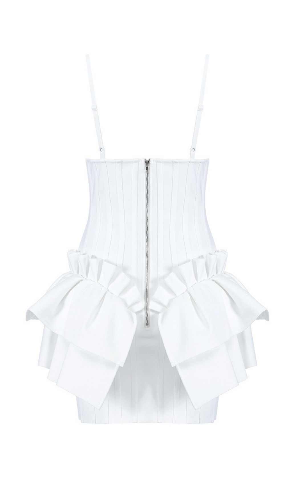 FRILLY BANDAGE MINI DRESS IN WHITE