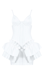 FRILLY BANDAGE MINI DRESS IN WHITE