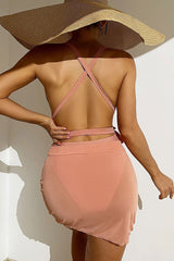 Solid Color Feminine Strappy Three Pieces