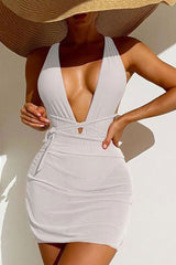 Solid Color Feminine Strappy Three Pieces