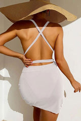 Solid Color Feminine Strappy Three Pieces