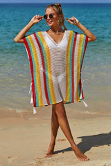 Rainbow Romantic Side Strappy Hollow-Out Beachwear